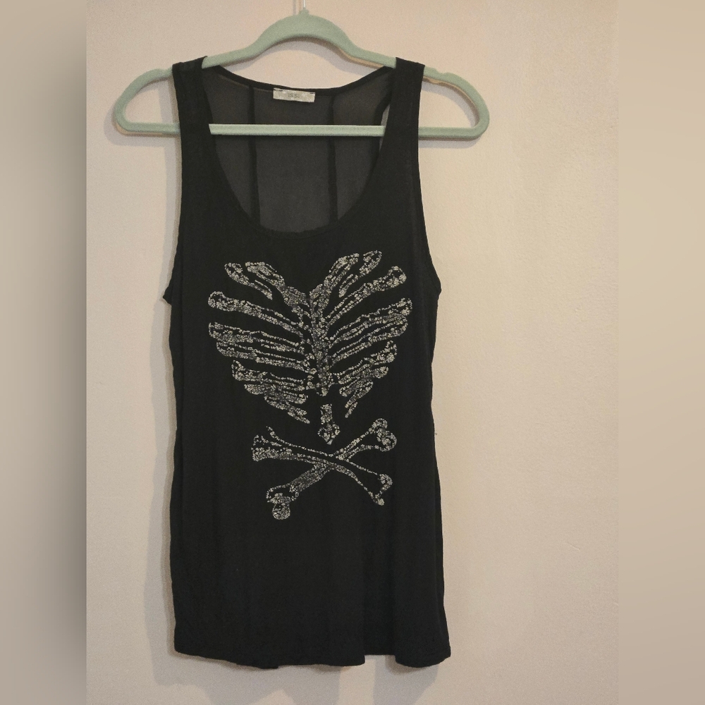 Halloween Ribcage Heart Black Issi Tank Top Size Small
